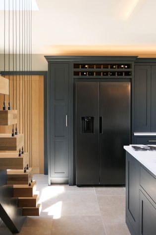 Shaker cabinetry around fridge