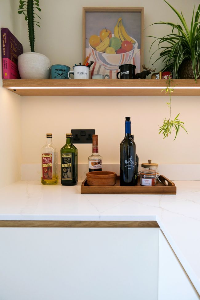 Modern kitchen with warm under-cabinet LED lighting