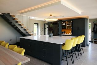 wide view of completed shaker kitchen