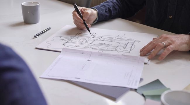 designer drawing kitchen