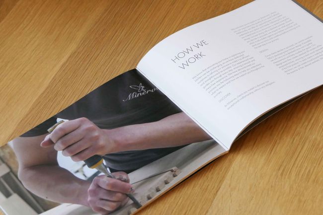 Open brochure page of 'how we work'