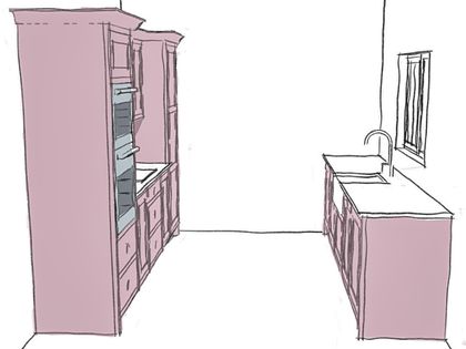 Design sketch of a galley kitchen layout