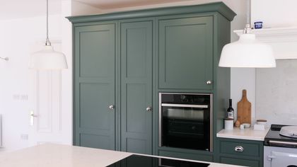 Hand painted Saker kitchen cabinets